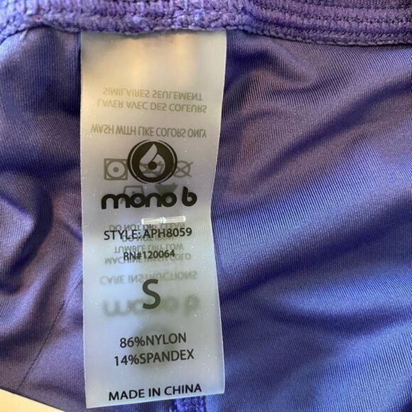 Mono B Bronze Blue/Purple High Intensity Work Out Ribbed Activewear Leggings SzS - Picture 11 of 11